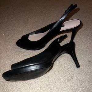 Peep toe sling heels